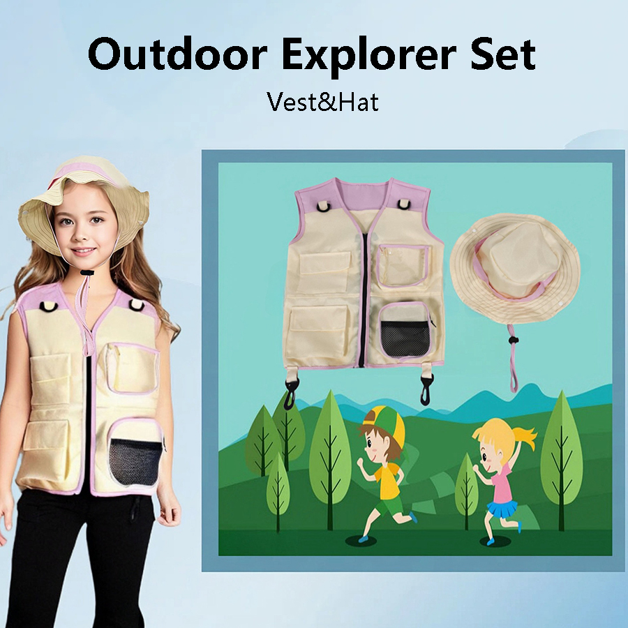Outdoor Adventure Kids Party - Çocuk Explorer yelek şapka takım açık