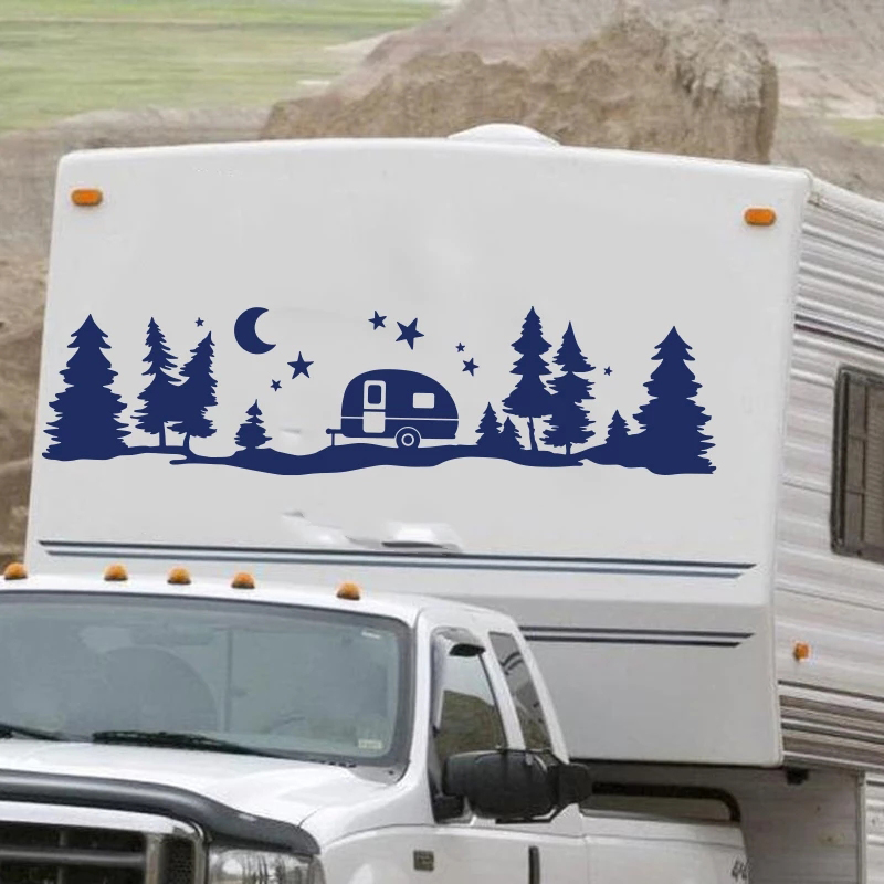 Outdoor Adventure Rv - Büyük yıldız orman vinil Araba çıkartmaları